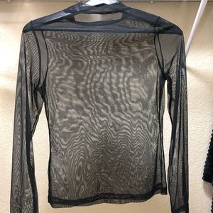 Shein Mesh Mock Neck Top LS - Size M, Women’s